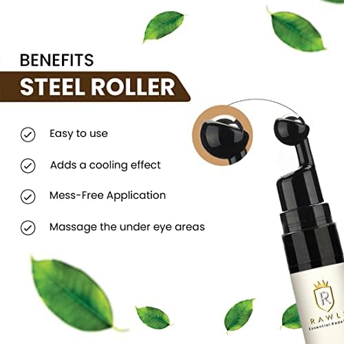 RAWLS 5% Caffeine Eye Serum and Under Eye Roller Cream for Dark Circles and Puffiness, Caffeine Eye Cream with 360° Massage Ball Reduce Wrinkles and Fine Lines-0.5 fl oz-Velvo Beauty