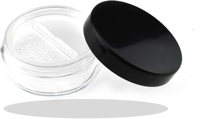 HAHIYO 2P 10ml/0.34oz Plastic Empty Travel Powder Container Small Loose Powders Compact Case Makeup Cosmetic Jar Refillable Powders Box No Leak Powder Holder with Rotatable Sifter and Black Screw Lid-Velvo Beauty