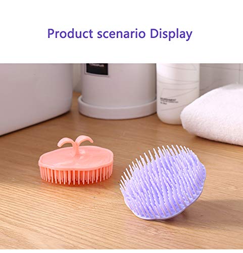Hair Scalp Brush Dandruff Cleaning Brush Shower Scalp Shampoo Brush Scalp Massager Pack of 4 (Orange and Violet)-Velvo Beauty