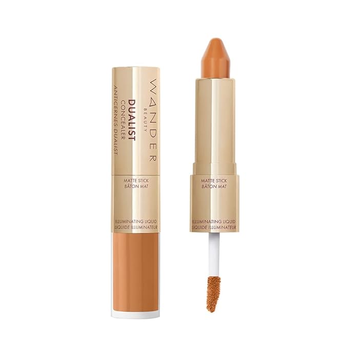 Wander Beauty Dualist Matte and Illuminating Concealer Makeup - Golden Rich - Dual-Ended Matte Concealer Stick + Liquid Concealer - Full Coverage Concealer Brightens & Hydrates Under Eyes - 0.28 fl oz-Velvo Beauty