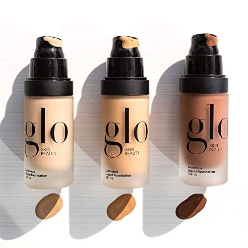 Glo Skin Beauty Luminous Liquid Mineral Foundation Makeup with SPF 18 (Caramel) - Improves Uneven Skin Tone, Smooths & Corrects Imperfections, Sheer to Medium Coverage, Dewy Finish-Velvo Beauty