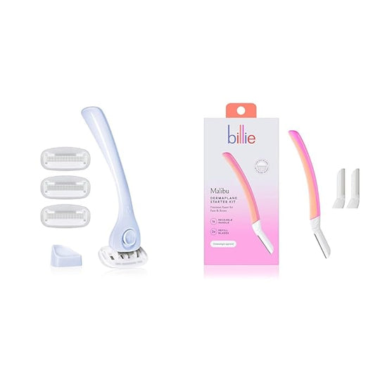 Billie Women's Razor Kit with 5 Blades + Dermaplane Starter Kit with 3 Refill Blades for Facial Hair Removal-Velvo Beauty
