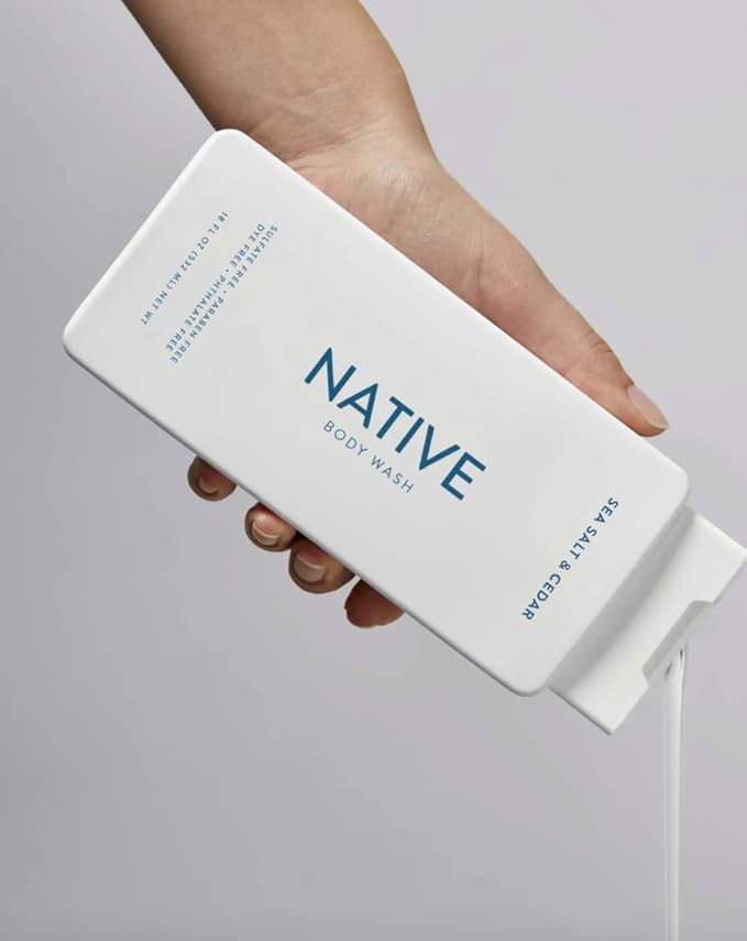 Native Body Wash Contains Naturally Derived Ingredients | For Women & Men, Sulfate, Paraben, & Dye Free Leaving Skin Soft and Hydrating | Sea Salt & Cedar 18 oz - 2 Pk-Velvo Beauty