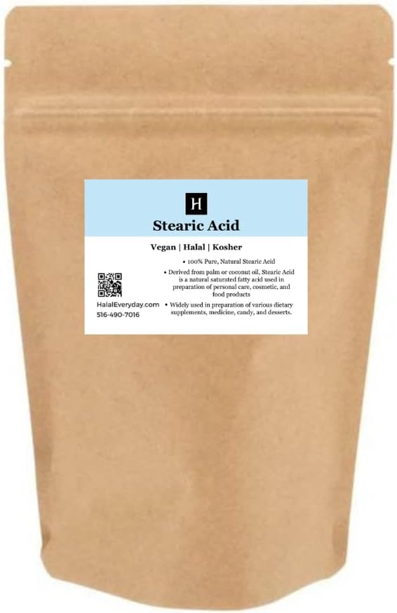 Stearic Acid 16 Oz (Triple Pressed) - Food and Cosmetic Grade - All Natural - Halal (1lb)-Velvo Beauty