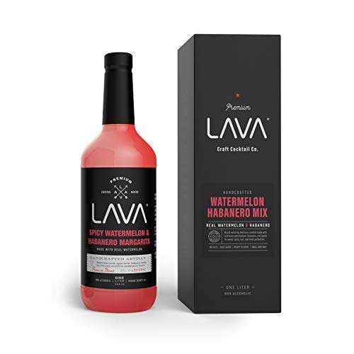 (3 Pack) LAVA Premium Spicy Watermelon Habanero Margarita Mix, Cold-Pressed Organic Watermelon, Agave, Habanero, No Artificial Sweeteners, Lots of Flavor, Ready to Use, 1-Liter (33.8oz) Glass-Velvo Beauty