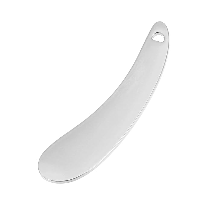 VOCOSTE 4 Pcs Makeup Spatula Mini Spoon, Eye Cream Massage Sticks Beauty Scoop, for Facial Cosmetic Face Cream, Zinc Alloy Moon Shape 2.13"x0.51", Silver Tone-Velvo Beauty
