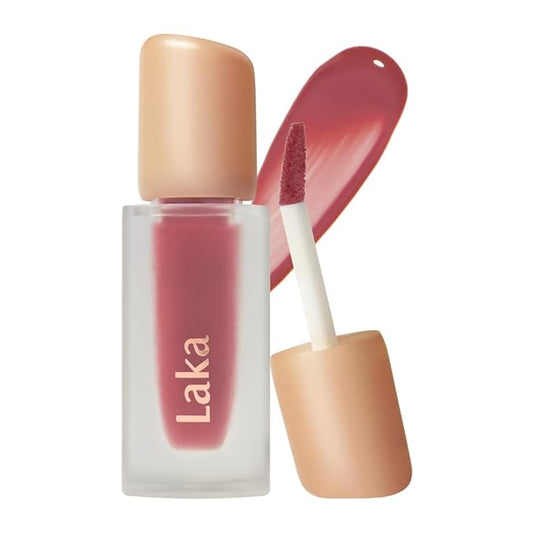 Laka Fruity Glam Tint, 4.5g/0.15 oz., Glowing Lip Stain with Wide Color Spectrum, Hydrating & Lightweight Texture, Long-Lasting Bold Stain, Non-Sticky, Vegan, K-Beauty (#122 Rosy Rose)-Velvo Beauty