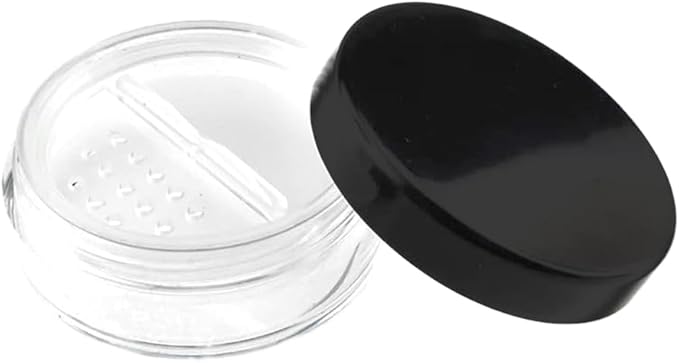 HAHIYO 2P 10ml/0.34oz Plastic Empty Travel Powder Container Small Loose Powders Compact Case Makeup Cosmetic Jar Refillable Powders Box No Leak Powder Holder with Rotatable Sifter and Black Screw Lid-Velvo Beauty