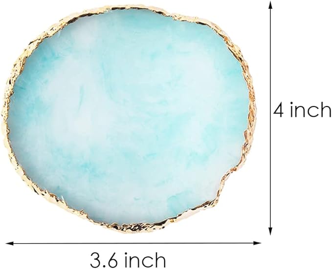Resin Nail Art Palette, Nail Art Painting Mixed Color Palette Gold Edge Nail Gel Color Makeup Display Board (3#Blue)-Velvo Beauty