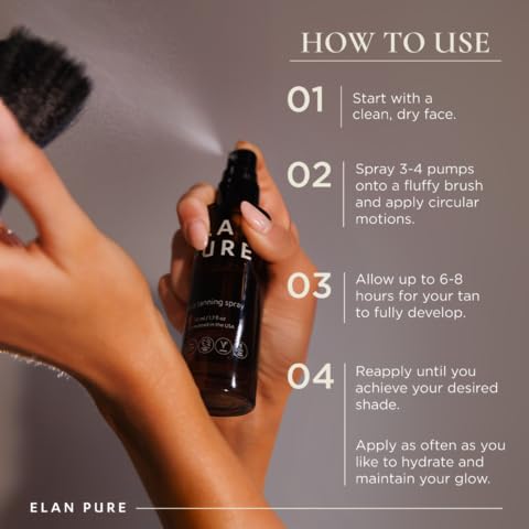 Face Tanning Mist, Organic Ingredients, Sunless Self Tanner, Bronzing, Hydrating, Steak-Free, Long Lasting Glow-Velvo Beauty