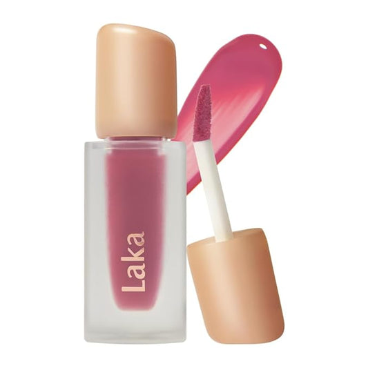 Laka Fruity Glam Tint, 4.5g/0.15 oz., Glowing Lip Stain with Wide Color Spectrum, Hydrating & Lightweight Texture, Long-Lasting Bold Stain, Non-Sticky, Vegan, K-Beauty (#113 Pleasure)-Velvo Beauty