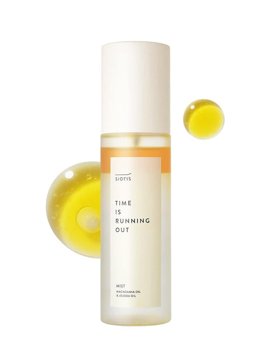 SIORIS Time Is Running Out mist 3.38 Fl oz, Organic and vegan face mist for Sensitive skin, jojoba oil for moisture lock, enriched citrus water rejuvenates, glass veil finish-Velvo Beauty