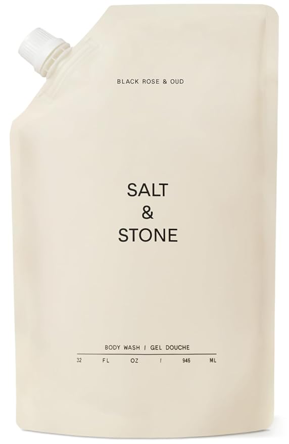 Salt & Stone Body Wash with Antioxidants for Deep Moisture | For Women & Men, Sulfate, Paraben, & Dye Free, Leaving Skin Soft and Hydrated | Black Rose & Oud 32 fl oz-Velvo Beauty