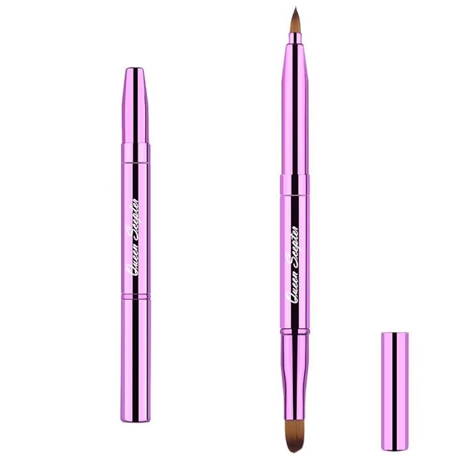 Cosmetic Brushes Lip Eye Double Sided Makeup Brush with Cap for Travel Retractable Lip Brush Eyebrow Brush Concealer Brush For Lipstick Portable Purple-Velvo Beauty
