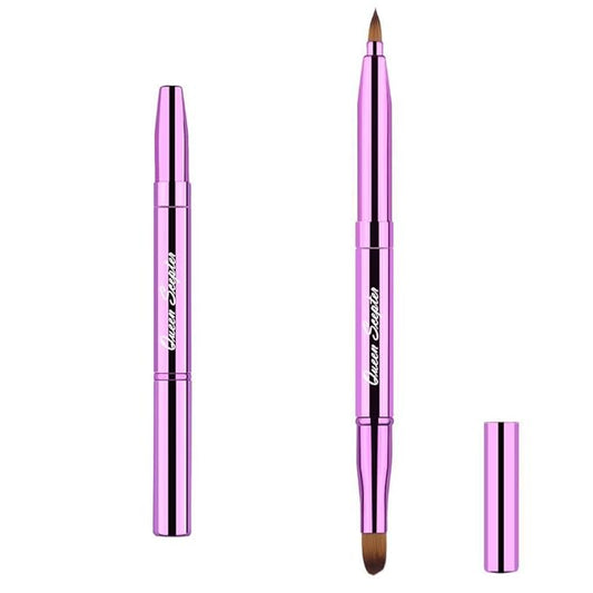 Cosmetic Brushes Lip Eye Double Sided Makeup Brush with Cap for Travel Retractable Lip Brush Eyebrow Brush Concealer Brush For Lipstick Portable Purple-Velvo Beauty