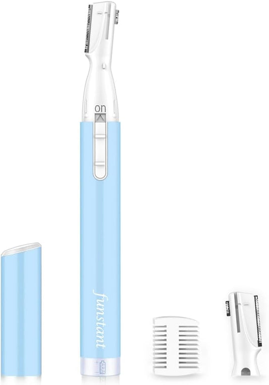 Eyebrow Trimmer, Precision Electric Eyebrow Razor for Women Battery-Operated Facial Hair Remover with Comb No Pulling Sensation Painless for Face Chin Neck, Upper-Lip, Peach-Fuzz-Velvo Beauty