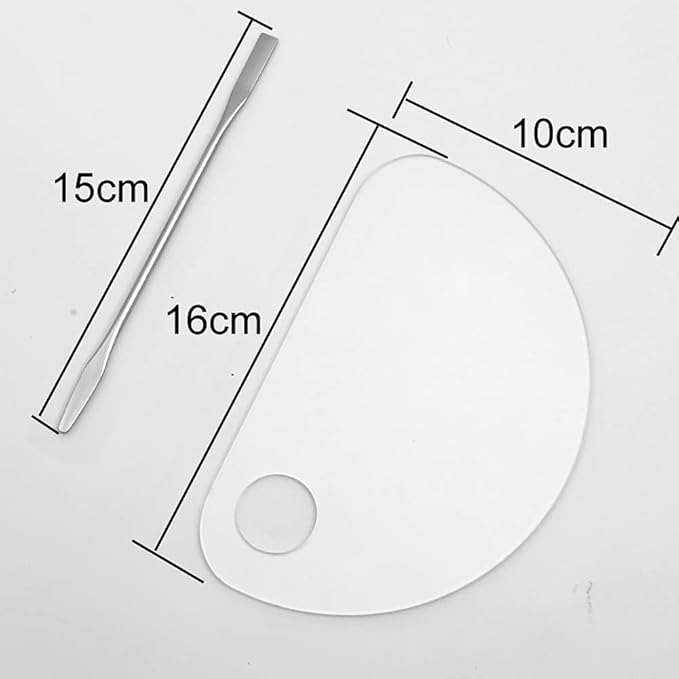 Set of 2 Semicircle Acrylic Makeup Palette and Metal Spatula Acrylic Cosmetic Palette Cosmetic Artist Palette Mixing Palette with Spatula Nail Art Eye Shadow Lipsticks Mixing Makeup Tools-Velvo Beauty