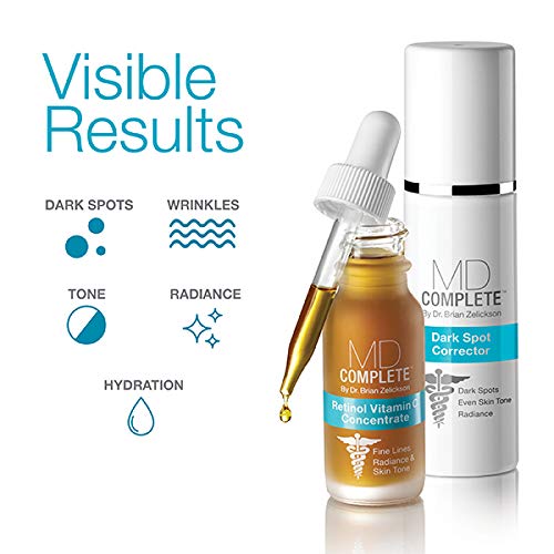 MD Complete Dark Spot Retinol Duo | Professional Dermatologist Dark Spot Correction | includes Dark Spot Corrector 1.0 fl oz and Retinol Vitamin C Concentrate Serum 0.5 fl oz| Set of Two-Velvo Beauty