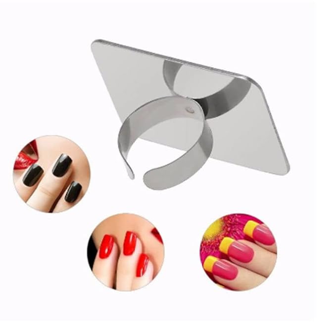Alipis 2Pcs Nail Art Palette Ring, Stainless Steel Makeup Mixing Palette Finger Ring Professional Nail Polish Drawing DIY Art Color Mixing Tools Makeup Supplies-Velvo Beauty