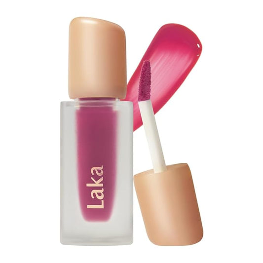 Laka Fruity Glam Tint, 4.5g/0.15 oz., Glowing Lip Stain with Wide Color Spectrum, Hydrating & Lightweight Texture, Long-Lasting Bold Stain, Non-Sticky, Vegan, K-Beauty (#106 Juicy)-Velvo Beauty