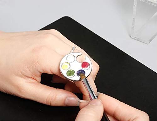 2 Pieces Nail Art Palette Finger Rings, Mini Polish Holder Drawing Color Palette, Nail Art Painting Gel Palette Manicure Tool, Cosmetic Artist Mixing Palette-Velvo Beauty