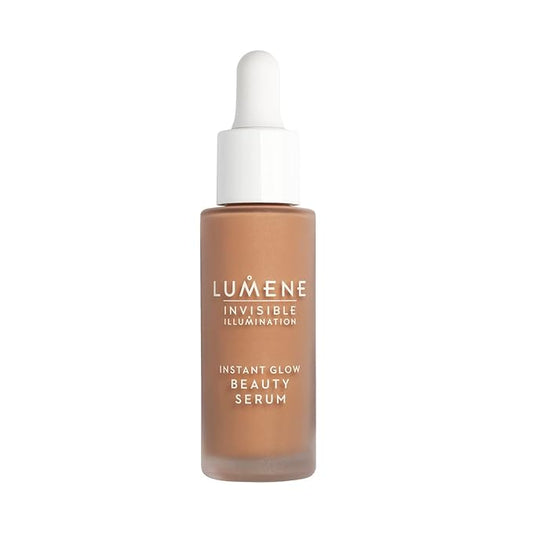 Lumene Invisible Illumination Instant Beauty Glow Serum - Sheer-Coverage Face Makeup + Brightening Serum - Infused with Nordic Algae and Vitamin E for Instant Radiance - Universal Bronze (30ml)-Velvo Beauty
