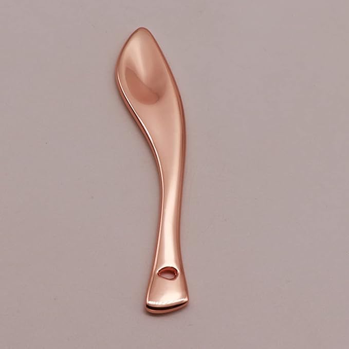 4 Pieces Zinc Alloy Makeup Spatula Eye Cream Spoon Beauty Scoop Mini Spoon Makeup Beauty Spoons Mini Cosmetic Skincare Spatula for Cream Lotions, Curved Handle Type, Rose-Gold-Velvo Beauty