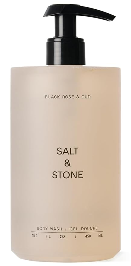 Salt & Stone Body Wash for Women & Men | Black Rose & Oud | Hydrating Gel Cleanser | Clean & Soften Skin | Made with Niacinamide & Hyaluronic Acid | Free From Parabens, Sulfates & Pthalates 15.2 fl oz-Velvo Beauty