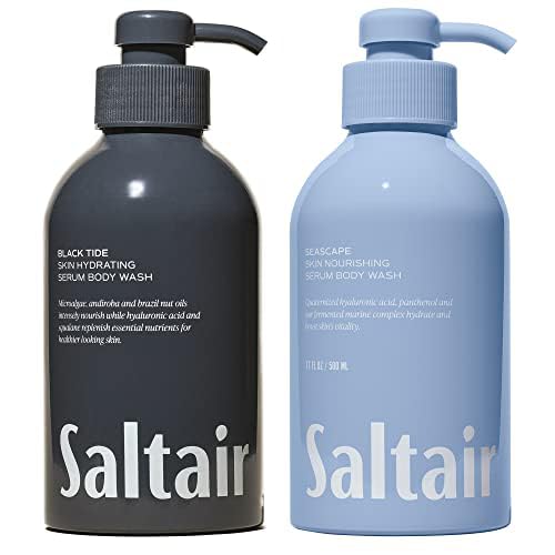 Saltair Body Wash, For Him Scents 2-Pack. Moisturizing Body Cleanser with Monoi Oil and Cupuacu Butter. Luxury Shower Gel for Women and Men. Vegan, Cruelty-Free, Paraben-Free. 2x 17oz Pump Bottles-Velvo Beauty
