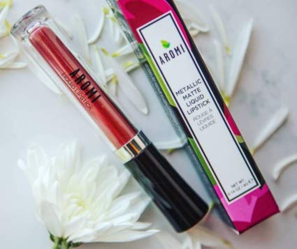 Aromi Dark Red Metallic Liquid Lipstick | Ruby Maroon Lip Color with Shimmery Finish, Vegan, Cruelty-free, Holiday Makeup, Long-Lasting (Candy Apple)-Velvo Beauty