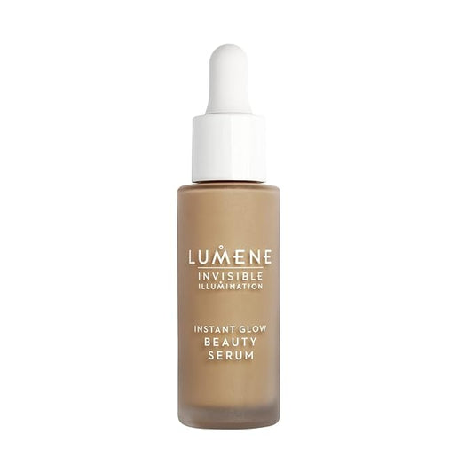 Lumene Invisible Illumination Instant Beauty Glow Serum - Sheer-Coverage Face Makeup + Brightening Serum - Infused with Nordic Algae and Vitamin E for Instant Radiance - Universal Tan (30ml)-Velvo Beauty