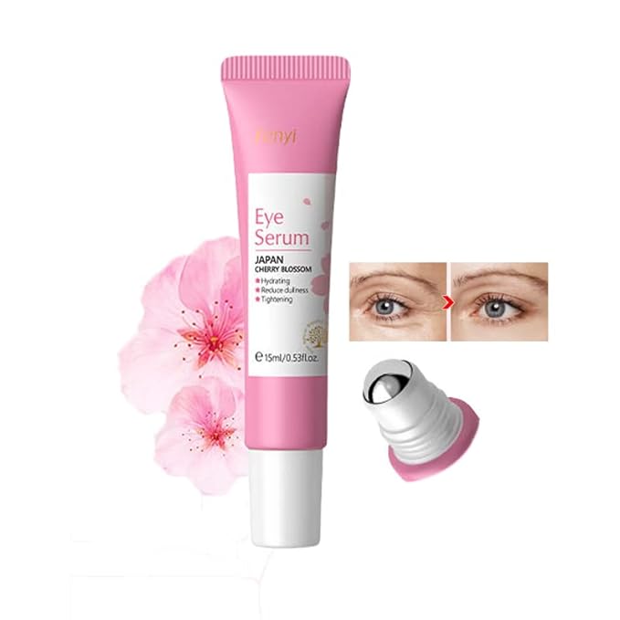 AKARY Cherry Blossom Eye Roller Serum Eye Moisturizer, Deep Hydration Eye Serum with Caffeine and Sodium Hyaluronate, Under Eye Cream to Reduce Dark Circles, Fine Lines, Smoothing Skin Care Treatment-Velvo Beauty