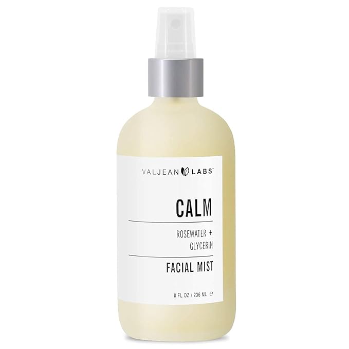 VALJEAN LABS Face Mist - Calm | Rosewater + Glycerine | Calms, Moisturizes, Soothes | Helps to Even Complexion | Paraben Free, Cruelty Free, Made in USA (8 oz)-Velvo Beauty