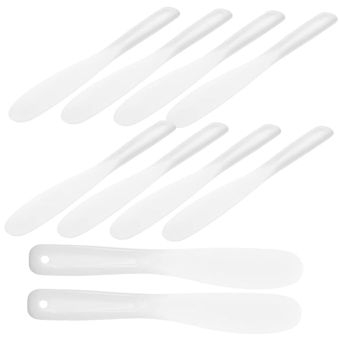 Beaupretty 10pcs Tool Stick White Makeup Silicone Makeup Spatula Mini Silicone Spatula Silicone Stirring Tools Spatulas Cosmetic Long Spatula Barber Film Stick Face-Velvo Beauty