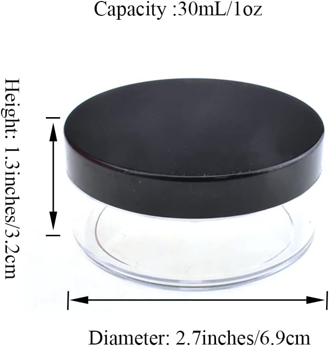HAHIYO 3Pcs 30ml/1oz Plastic Empty Travel Compact Case Makeup Cosmetic Jar Refillable Powder Box No Leak Holder with Common Sifter and Black Screw Lid-Velvo Beauty
