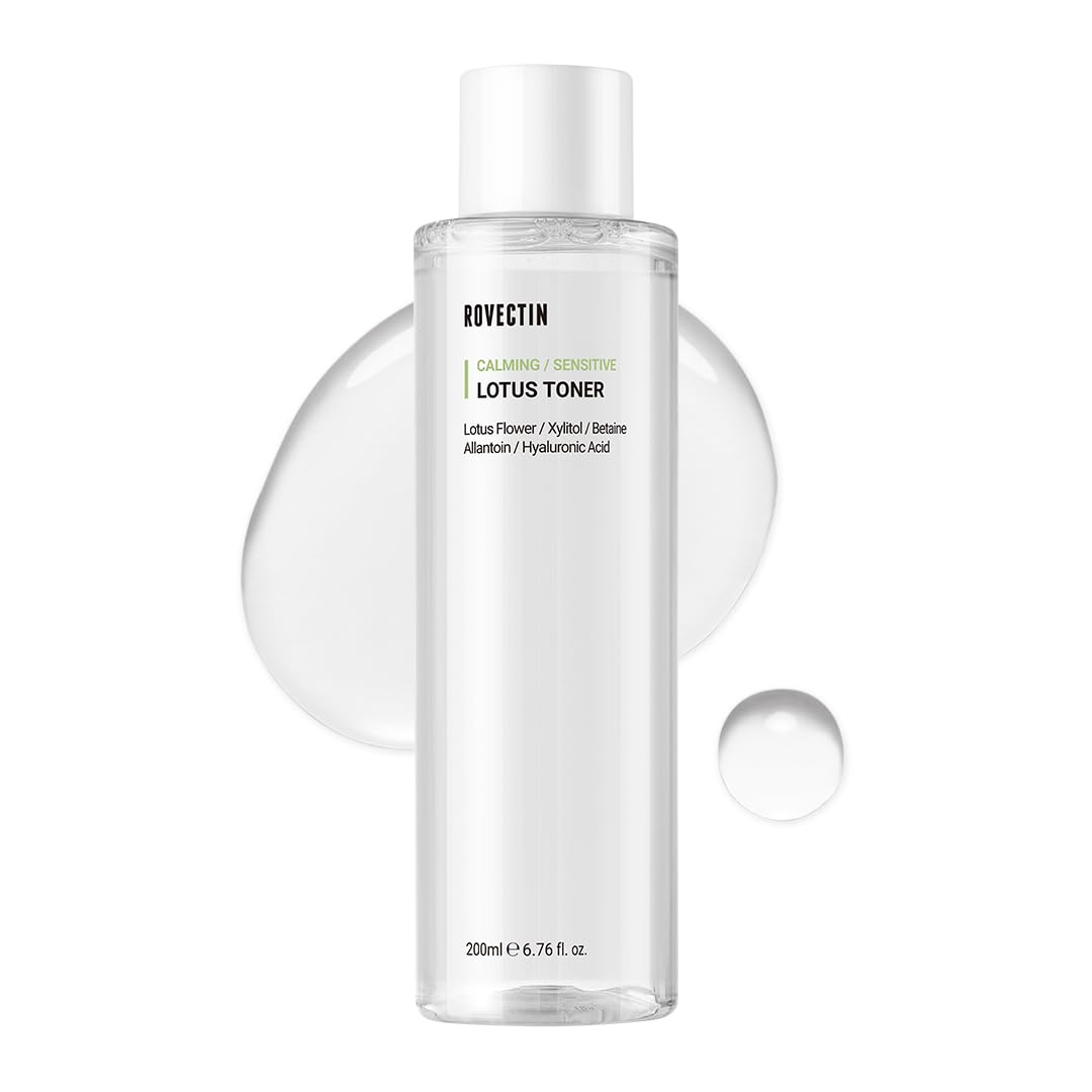ROVECTIN Calming Lotus Water Toner - pH4.7 Extra Soothing and Hydrating for Trouble Care | 40% Lotus Flower Extract for Purifying | Hyaluronic Acid, Alcohol-Free, Vegan, K-Beauty (6.76 fl. oz, 200ml)-Velvo Beauty