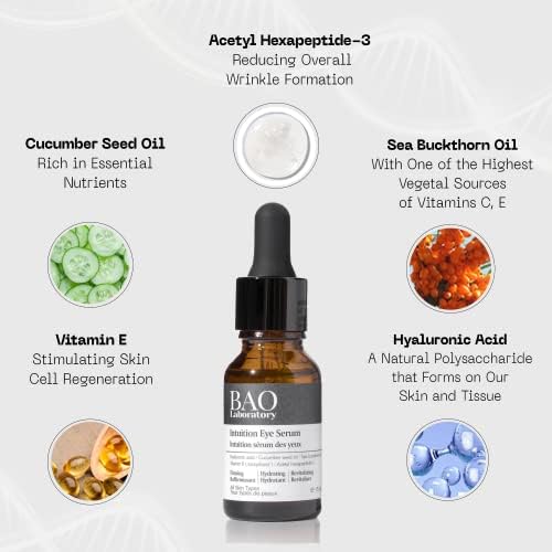 Intuition Eye Serum | Vitamin E, Cucumber Seed Oil And Hyaluronic Acid | Eye Serum for Wrinkles, Finelines and Dark Spots | Best Eye Serum For All Skin Types (15 ML)-Velvo Beauty