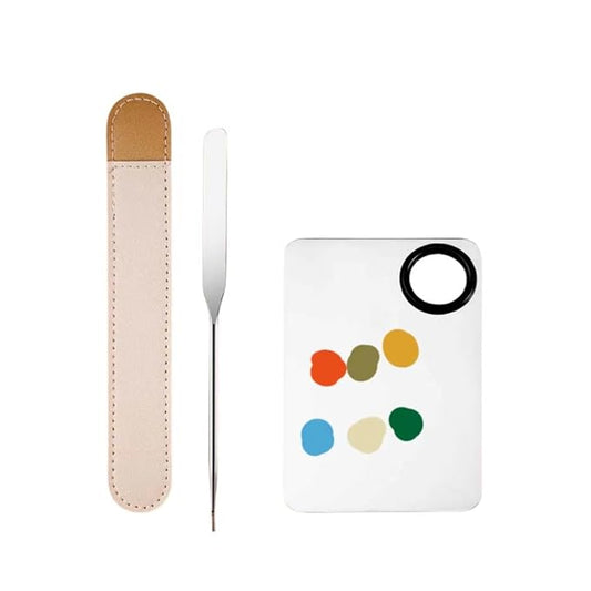 Stainless steel make-up spatula and tray set Make-up spatula Foundation stick Special make-up tray Nail art tray Nail art tools, Silver-Velvo Beauty