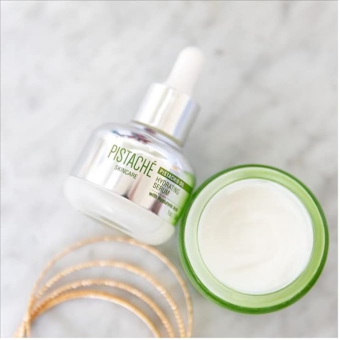 Pistaché Skincare Pistachio Oil Dewy Face Beauty Duo Set + Hyaluronic Acid Face Serum & Face Moisturizer + Hydrates and Nourishes + Vitamin E + Antioxidant-Velvo Beauty