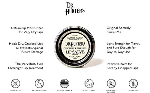 Dr. Hunter’s Lip Salve - All Natural Lip Balm And Moisturizer For Dry, Cracked And Chapped Lips - 0.55 Ounce-Velvo Beauty