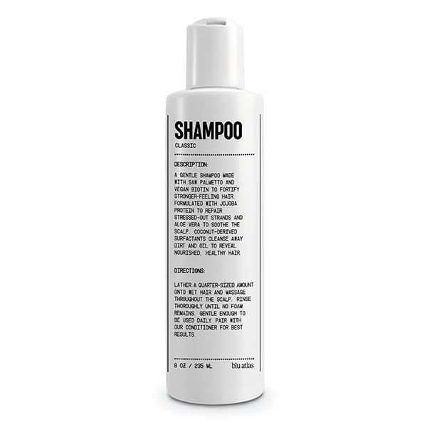 Blu Atlas Men's Natural Shampoo – Organic, Sulfate-Free, Paraben-Free – Deep Cleansing & Hydrating – Classic Scent (Bergamot, Sage, Patchouli) – Made in America– 8 oz-Velvo Beauty