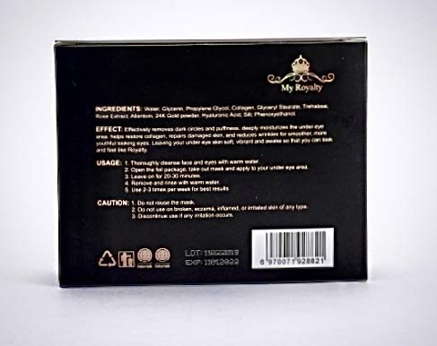 My Royalty 24K Gold Eye Mask 12 pairs collagen eye mask - anti aging, puffy eyes, tired eyes, dark circles, anti wrinkle, hylauronic acid-Velvo Beauty