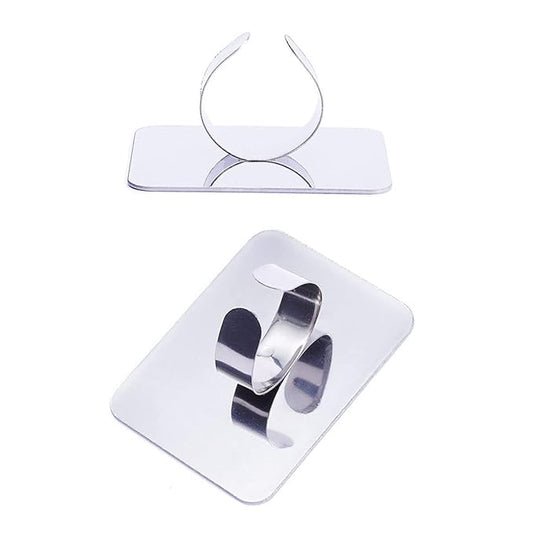 Alipis 2Pcs Nail Art Palette Ring, Stainless Steel Makeup Mixing Palette Finger Ring Professional Nail Polish Drawing DIY Art Color Mixing Tools Makeup Supplies-Velvo Beauty