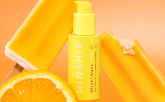 Kinship Brightwave Vitamin C Face + Eye Duo | 10% Vitamin C Serum (1 Fl Oz) | Brightening Eye Cream (0.5 Oz) | Fade Dark Spots | Reduce Fine Lines, Wrinkles, Dark Circles + Puffiness | All Skin Types-Velvo Beauty