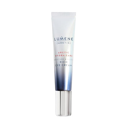 Lumene Arctic Hydra Care Moisture Relief Rich Eye Cream - Anti Wrinkle Eye Cream for Crow's Feet, Fine Lines and Wrinkles - Vegan, Fragrance Free Hydrating Eye Cream with Ceramides (15ml)-Velvo Beauty