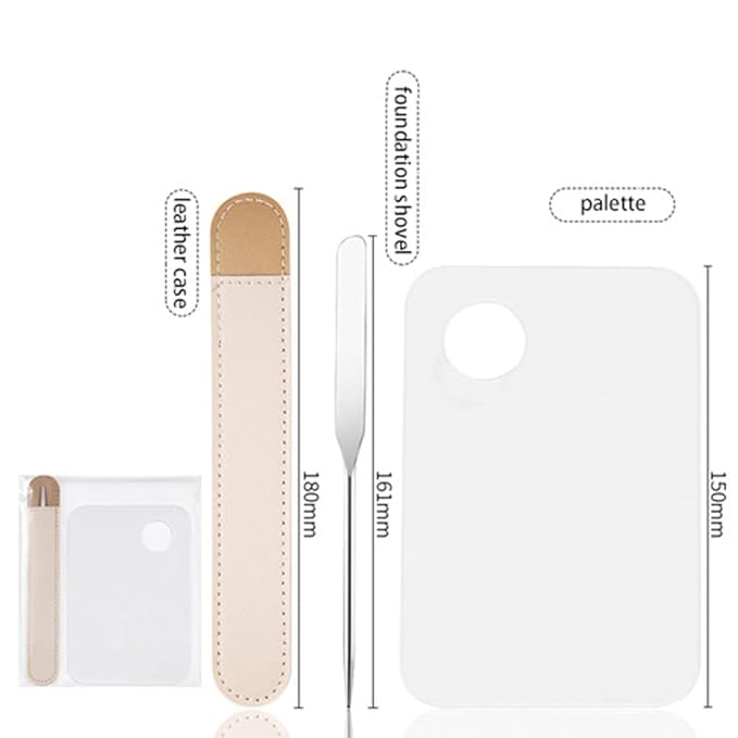 Foundation Spatula, 3-Pack Acrylic Nail Art Palette Oblique Round Head Stainless Steel Makeup Spatula for Woman Professional Facial Makeup Tools Makeup Mixing Palette-Velvo Beauty