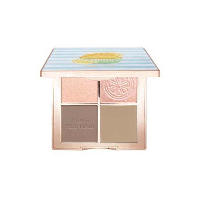 FreshO2 x Pony | Lemon tart multi-use Palette | 2 shades of highlight and 2 shades of contour| Delicate pearl like shimmer, super smooth | Made In Taiwan | Vegan Cruelty Free-Velvo Beauty