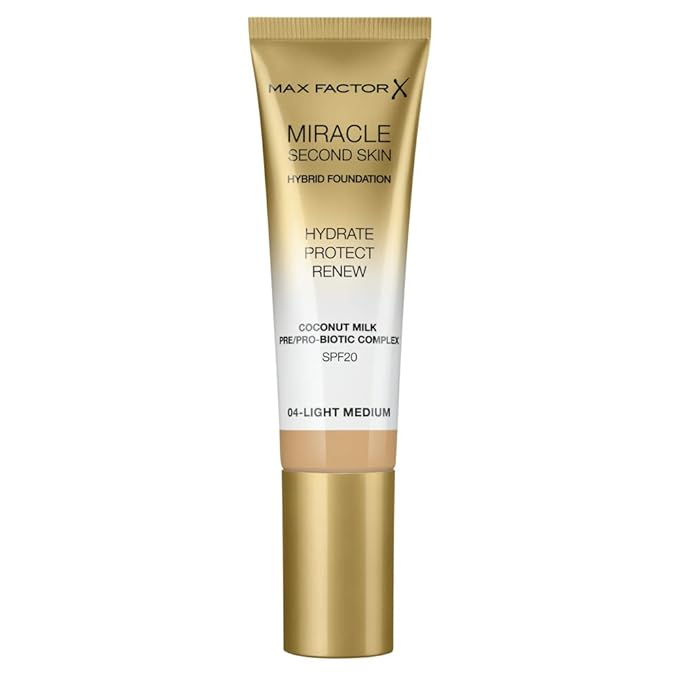 Max Factor Miracle Second Skin Foundation SPF 20-04 Light Medium Foundation Women 1.01 oz-Velvo Beauty