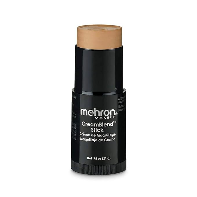 Mehron Makeup CreamBlend Stick | Face Paint, Body Paint, & Foundation Cream Makeup | Body Paint Stick Perfect for Halloween .75 oz (21 g) (Medium 0)-Velvo Beauty