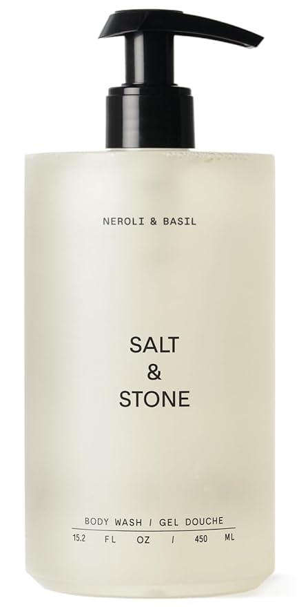 Salt & Stone Body Wash for Women & Men | Neroli & Basil | Hydrating Gel Cleanser | Clean & Soften Skin | Made with Niacinamide & Hyaluronic Acid | Free From Parabens, Sulfates & Pthalates (15.2 fl oz)-Velvo Beauty